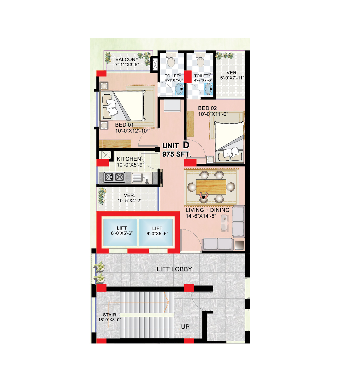 Unit D Floor Plan